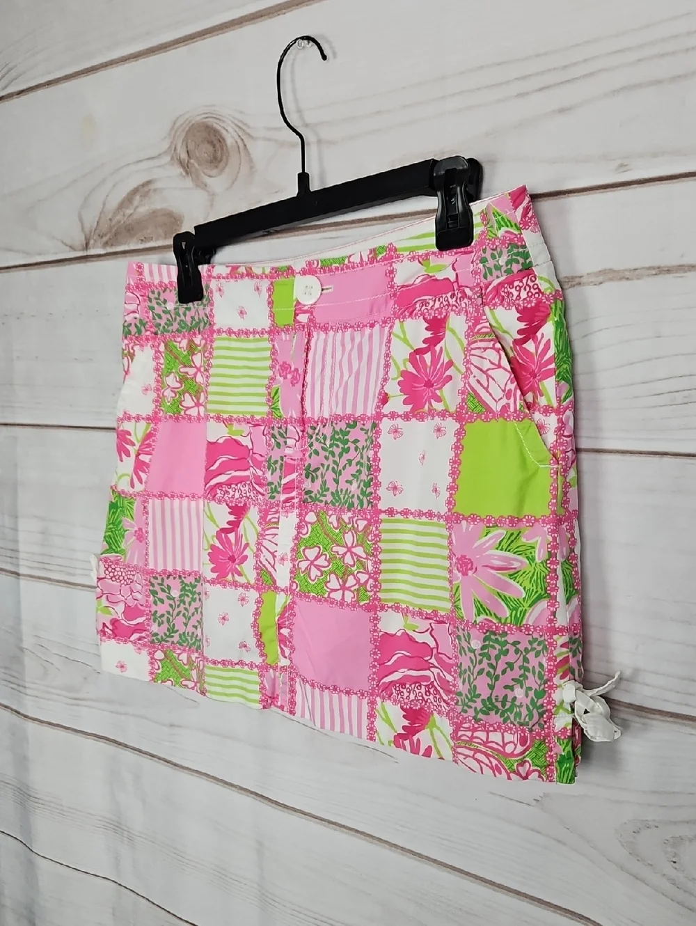 Lilly Pulitzer Patchwork Floral Butterfly Print Skort | Size 8 | Pink Green - Picture 3 of 13
